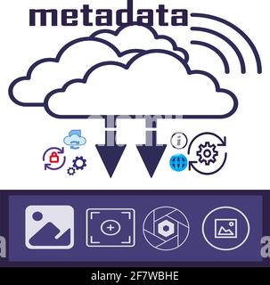 Metadata illustration pictogram. Search engine symbol. Pictogram for web page, mobile app, promo.  design element. Editable. Stock Vector