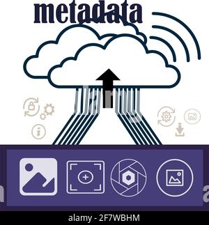 Metadata illustration, audio and video uploads Stock Vector