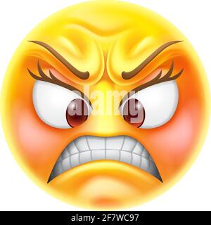 Angry Jealous Mad Hate Emoticon Cartoon Face Stock Vector