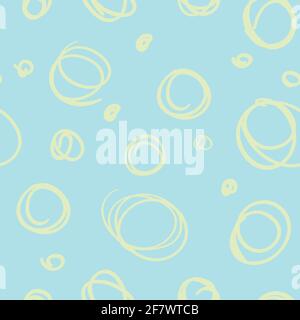 Seamless endless pattern of hand drawn circles of green color on a blue background for fabric sites etc Stock Vector