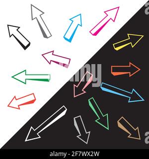 three-dimensional color arrows sign set Stock Vector