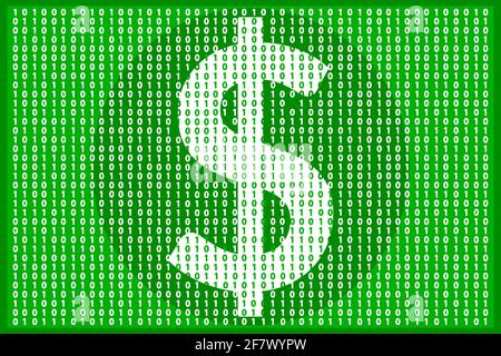 Background of Digital dollar currency with one and zero binary code digit. Cryptocurrency electronic money and digital banking. Vector illustration Stock Vector