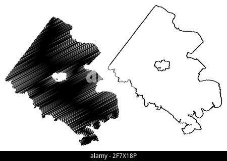 Fairfax County, Commonwealth of Virginia (U.S. county, United States of America, USA, U.S., US) map vector illustration, scribble sketch Fairfax map Stock Vector