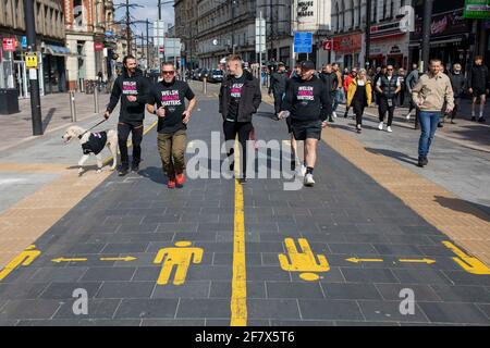 Cardiff, Wales, UK. 10th Apr, 2021. Protesters calling for gyms to reopen in Wales marches through Cardiff city centre. Credit: Mark Hawkins/Alamy Live News Stock Photo