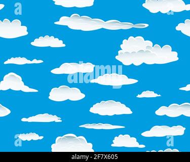 Seamless fluffy cloudy background for design use Stock Vector