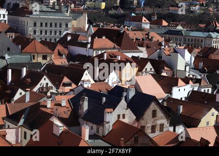 Landscape of Cesky Krumlov town in Czech republic Stock Photo