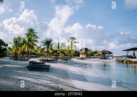 Mambo Beach on the Caribbean Island of Curacao, beautiful white beach Curacao Caribbean Stock Photo