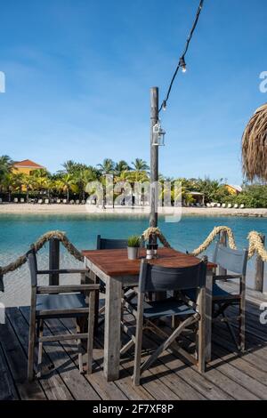 Mambo Beach on the Caribbean Island of Curacao, beautiful white beach Curacao Caribbean Stock Photo