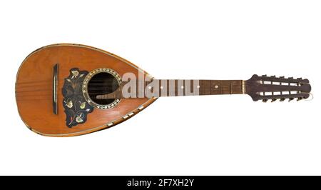 Old mandolin isolated on white background Stock Photo