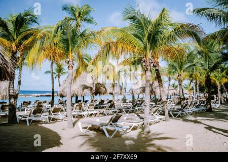 Mambo Beach on the Caribbean Island of Curacao, beautiful white beach Curacao Caribbean Stock Photo