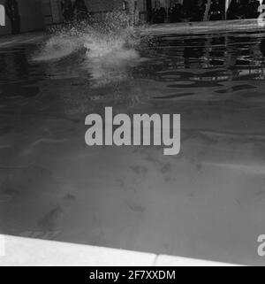 In a swimming pool in Apeldoorn, diving lessons for Mariniers from the Van Braam Houckgeestkazerne (VBHKAZ) are given from Doorn. Stock Photo