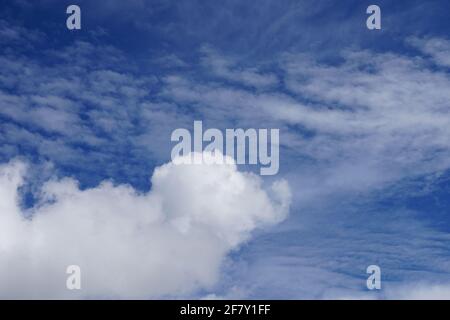 bright skies and fluffy clouds Stock Photo