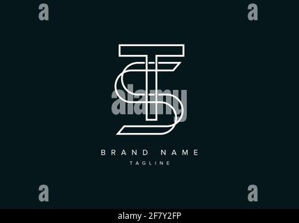 Monogram letter logo icon ST or TS Stock Vector