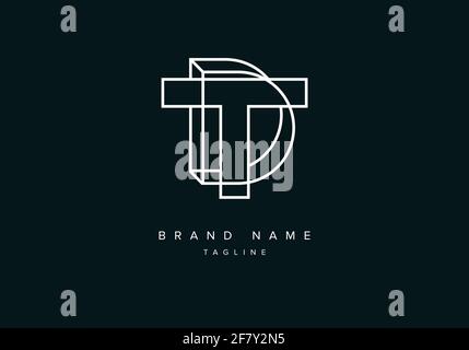 Monogram letter logo icon TD or DT Stock Vector