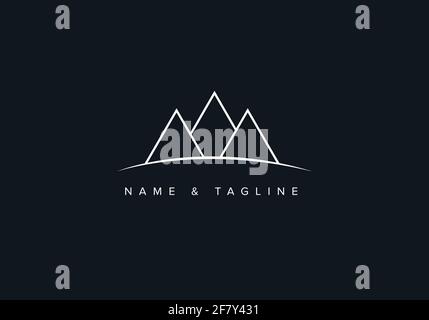 Mountain peak Line art logo design Stock Vector