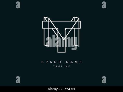 Monogram letter icon logo TM or MT Stock Vector