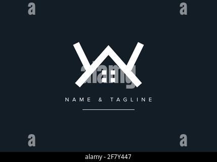 Abstract logo of letter W with House, Real estate Logo icon Stock Vector