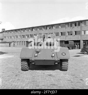 A staghound armored wagon. This reconnaissance vehicle, equipped with a 37 mm cannon into a rotating dome, was one of the first armored cars that entered the army after 1945. Stock Photo