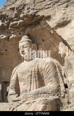 Yungang Grottoes, early Buddhist cave temples, Unesco World Heritage Site, Shanxi, China. Stock Photo