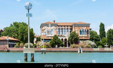 Villa Heriot on Isola della Giudecca seen from the water of the Venetian lagoon, Venice, Italy Stock Photo