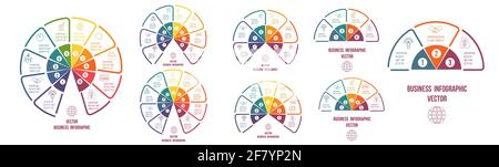 Set of elements for infographics. Colorful templates. Pie chart. Business strategy. Place for text. Stock Vector