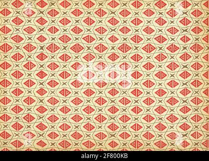 Antique wallpaper pattern with cubistic shapes and stars Stock Photo