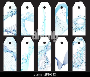 Set of ten vector water theme bookmark labels Stock Vector