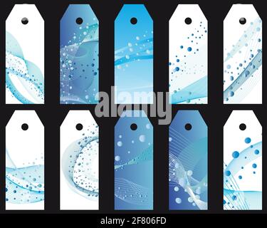Set of ten vector water theme bookmark labels Stock Vector