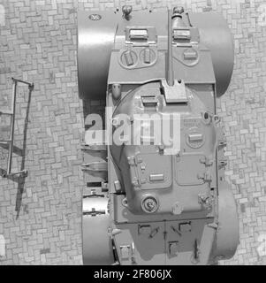 A staghound armored wagon. This reconnaissance vehicle, equipped with a 37 mm cannon into a rotating dome, was one of the first armored cars that entered the army after 1945. Stock Photo