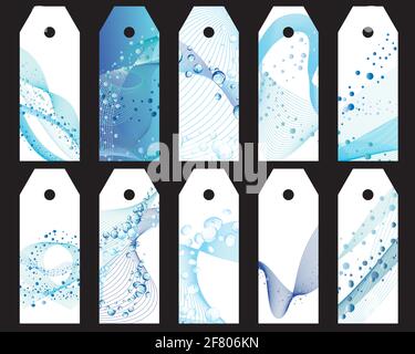 Set of ten vector water theme bookmark labels Stock Vector