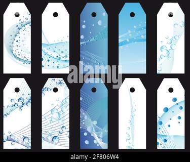Set of ten vector water theme bookmark labels Stock Vector