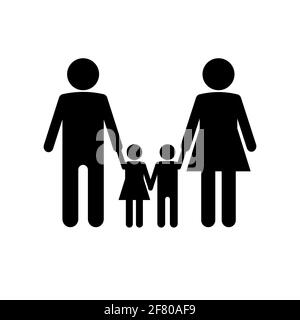 Happy family icon. Two children, dad and mom. Stock Vector