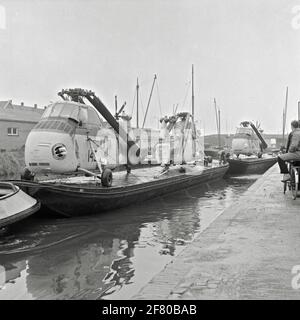 Sikorsky HSS-1N (SH-34J, UH-34J) Subdue boat control helicopters (1960-1972) on pontoons. Stock Photo