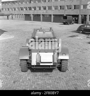 A staghound armored wagon. This reconnaissance vehicle, equipped with a 37 mm cannon into a rotating dome, was one of the first armored cars that entered the army after 1945. Stock Photo