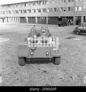 A staghound armored wagon. This reconnaissance vehicle, equipped with a 37 mm cannon into a rotating dome, was one of the first armored cars that entered the army after 1945. Stock Photo