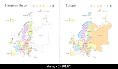 Map of Europe and European union divided to separates states vector Stock Vector