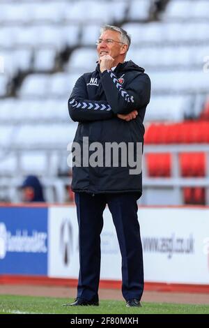 Sunderland, UK. 10th Apr, 2021. Nigel Adkins, Manager of Charlton Athletic, during the game in Sunderland, UK on 4/10/2021. (Photo by Iam Burn/News Images/Sipa USA) Credit: Sipa USA/Alamy Live News Stock Photo