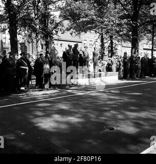 Visit from the French General J. de Lattre de Tassigny to the Netherlands, where O.A. a parade is taken. In the period 1945-1947, the French commander was an inspectionary general of the French army. Stock Photo