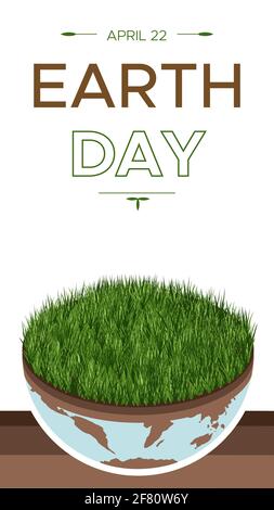 Happy Earth day - vertical vector isometric eco illustration of an environmental concept to save the world. Concept vision on the theme of saving the Stock Vector
