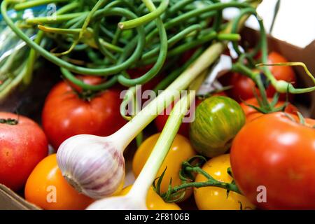 selection of beautiful veggies at the local market ready for a recipe Stock Photo