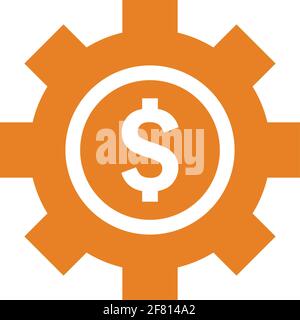 Gear,, money, dollar, factory, development cost icon is isolated on white background. Simple vector illustration for graphic and web design or commerc Stock Vector