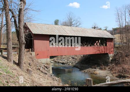 Historic creamery covered bridge in Brattleboro, Vermont Stock Photo