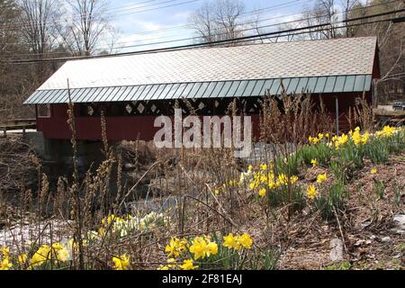 Historic creamery covered bridge in Brattleboro, Vermont Stock Photo