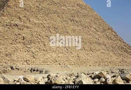 Bricks and stone structure and texture of Egyptian pyramid of Giza in Cairo Egypt Stock Photo