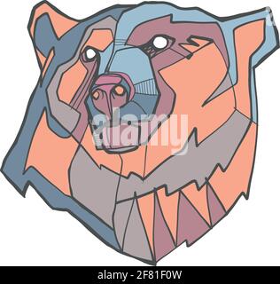 Hand drawn vector illustration or drawing of a bear head Stock Vector