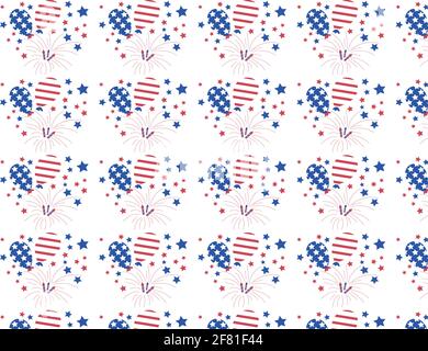 vector 4th of July, Independence Day, USA holiday seamless white pattern. Stock Vector