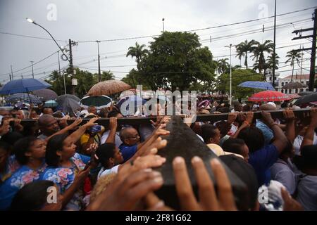 salvador, bahia / brazil - march 24, 2019: Catholics perform the Penintential Walk during Lent in the city of Salvador. *** Local Caption *** Stock Photo