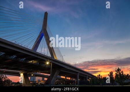 Zakim Bridge in Boston Massachusetts Stock Photo