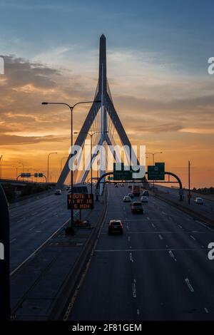 Zakim Bridge in Boston Massachusetts Stock Photo