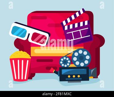 home theater concept vector illustration in flat style Stock Vector